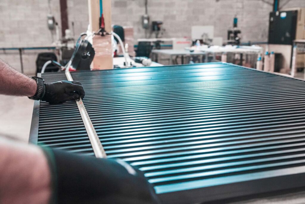 Metal sheet preparation with blue anodized aluminum panels