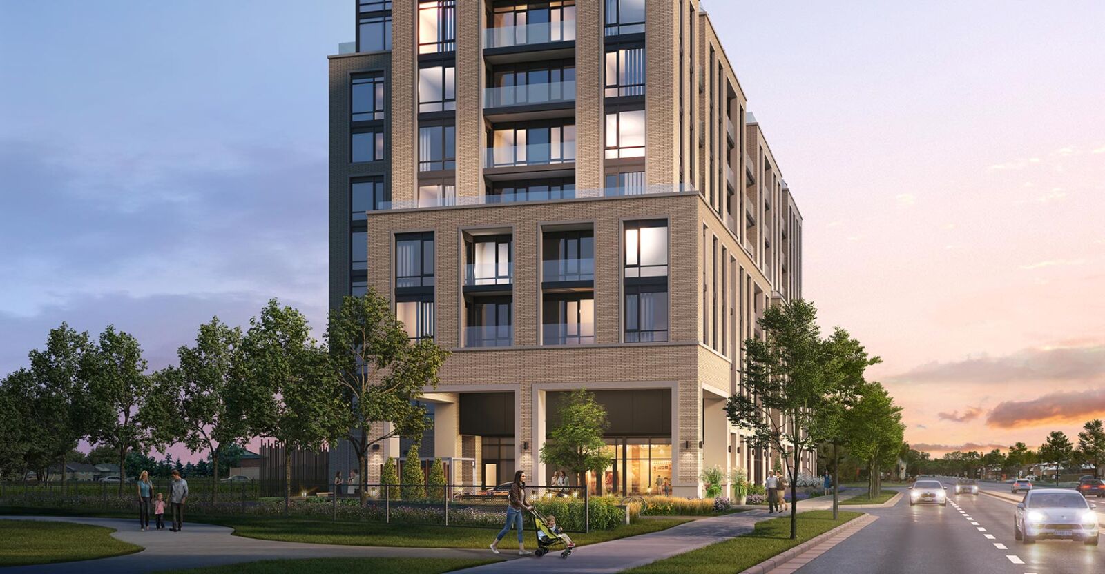 Architectural rendering of The Ashton, a 9-storey Oakville residential project featuring aluminum window wall systems by Blackline Aluminum